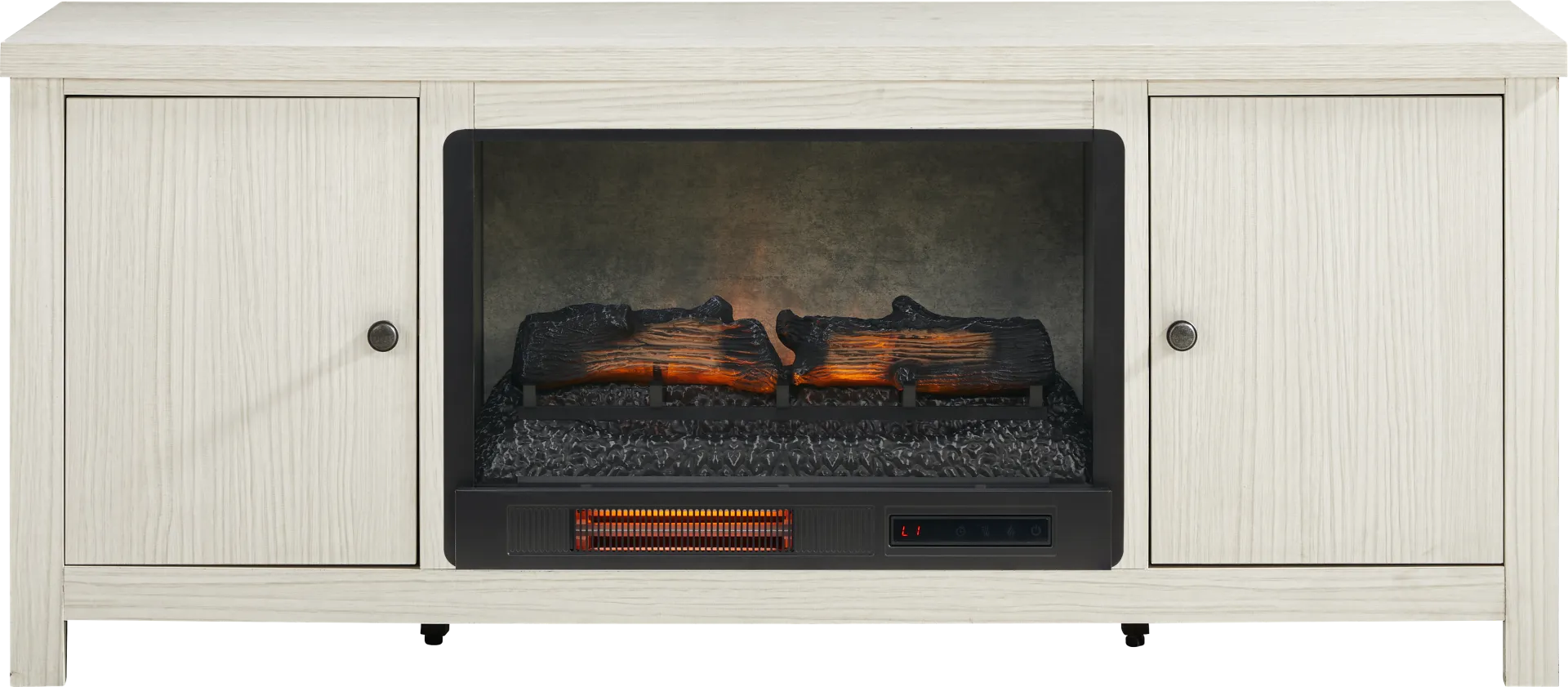 High Mountain White 66 in. Console with Electric Log Fireplace - Image 1