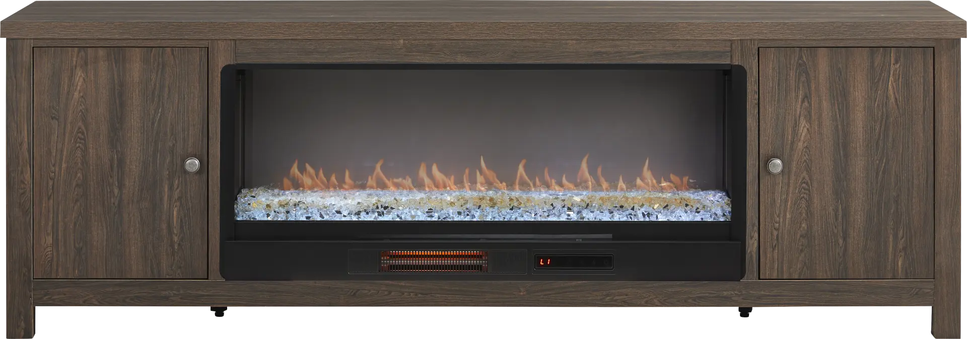 High Mountain Oak Finish 82 in. Console with Electric Fireplace