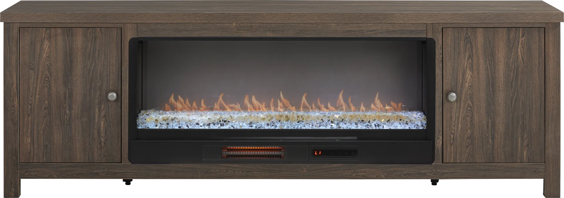 High Mountain Oak Finish 82 in. Console with Electric Fireplace