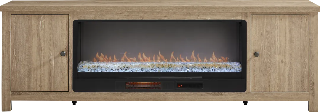 High Mountain Natural 82 in. Console with Electric Fireplace