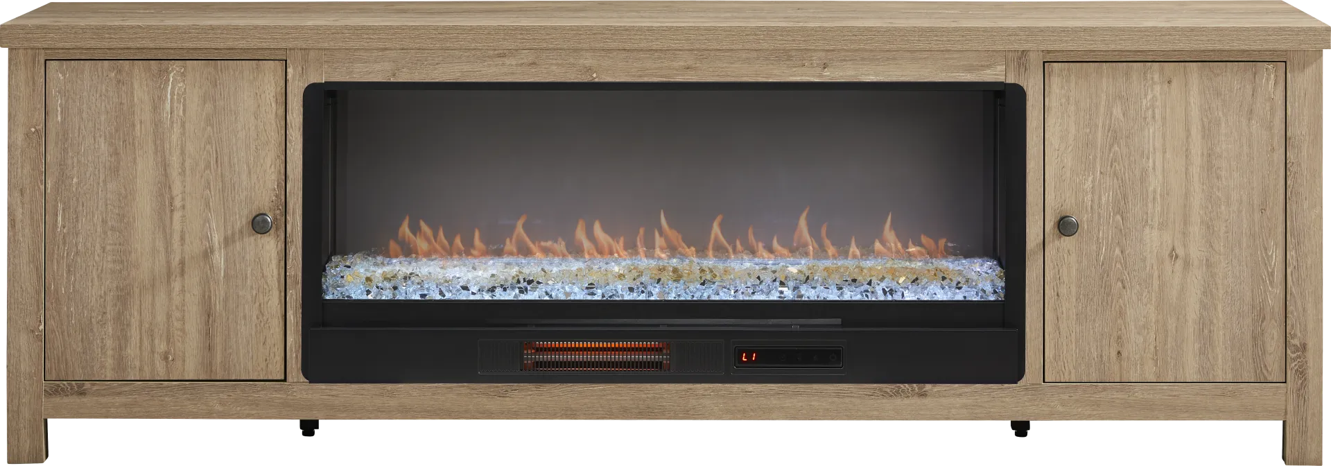 High Mountain Natural 82 in. Console with Electric Fireplace - Image 1