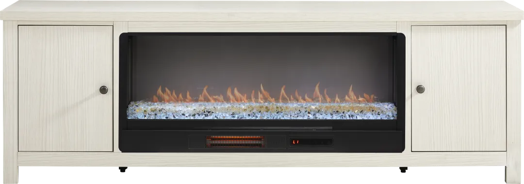 High Mountain White 82 in. Console with Electric Fireplace