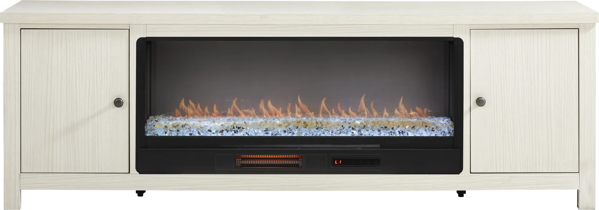 High Mountain White 82 in. Console with Electric Fireplace - Image 1