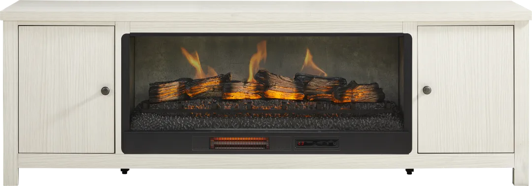 High Mountain White 82 in. Console with Electric Log Fireplace