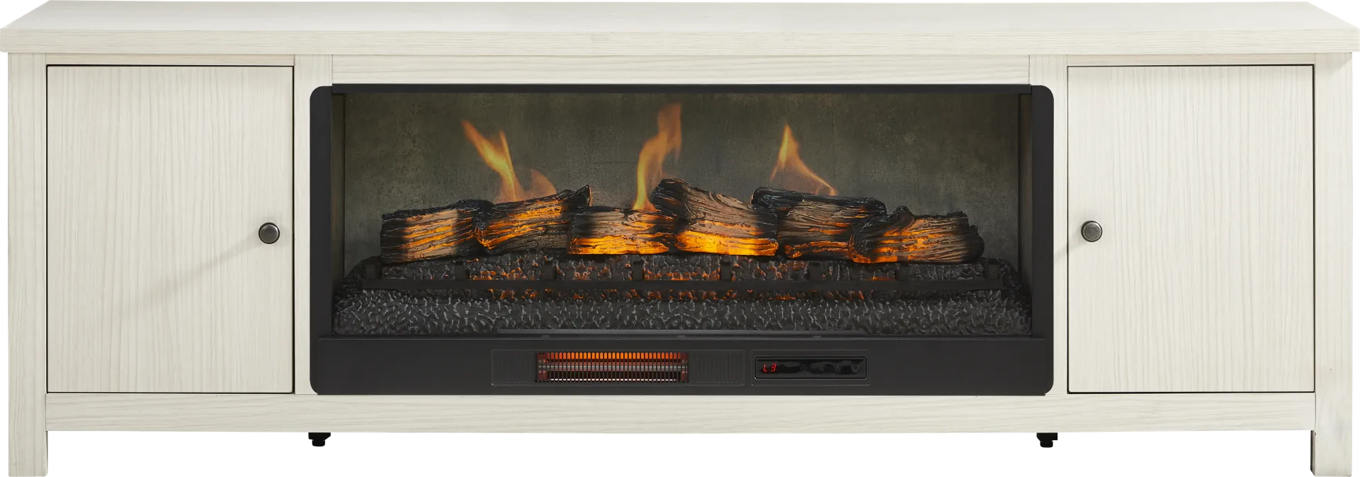 High Mountain White 82 in. Console with Electric Log Fireplace - Image 1