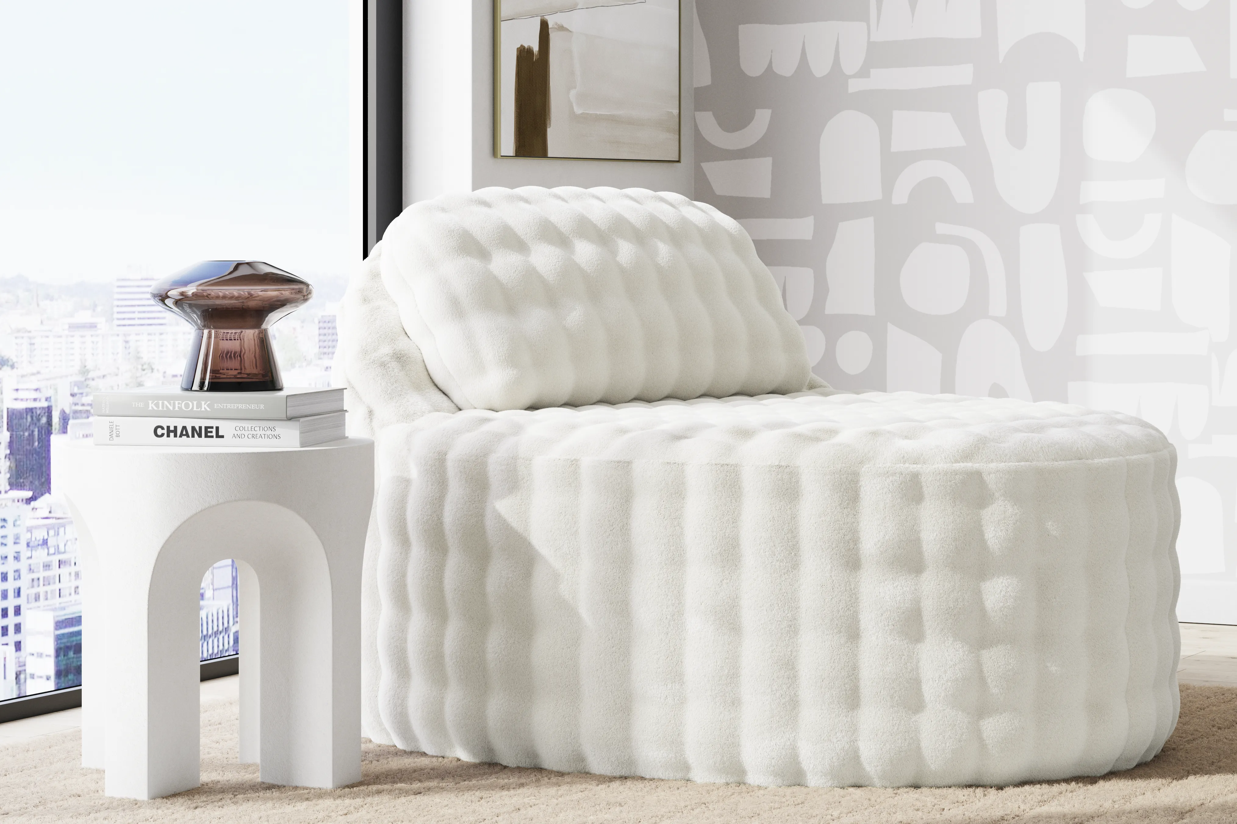 Emmeline White Accent Chaise - Thumbnail - Image 3