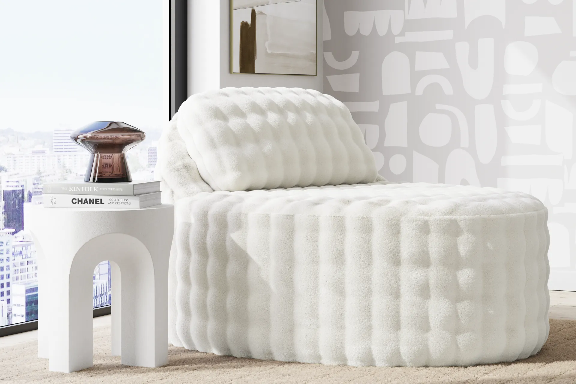 Emmeline White Accent Chaise - Image 3