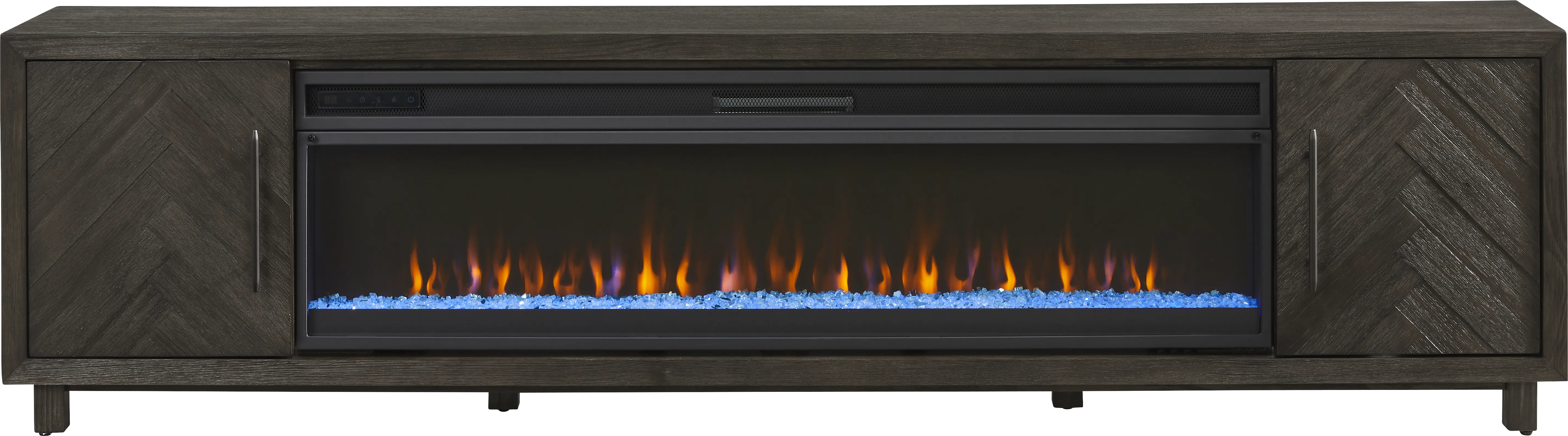 Oakleigh Charcoal 96 in. Credenza with Electric Fireplace - Image 1