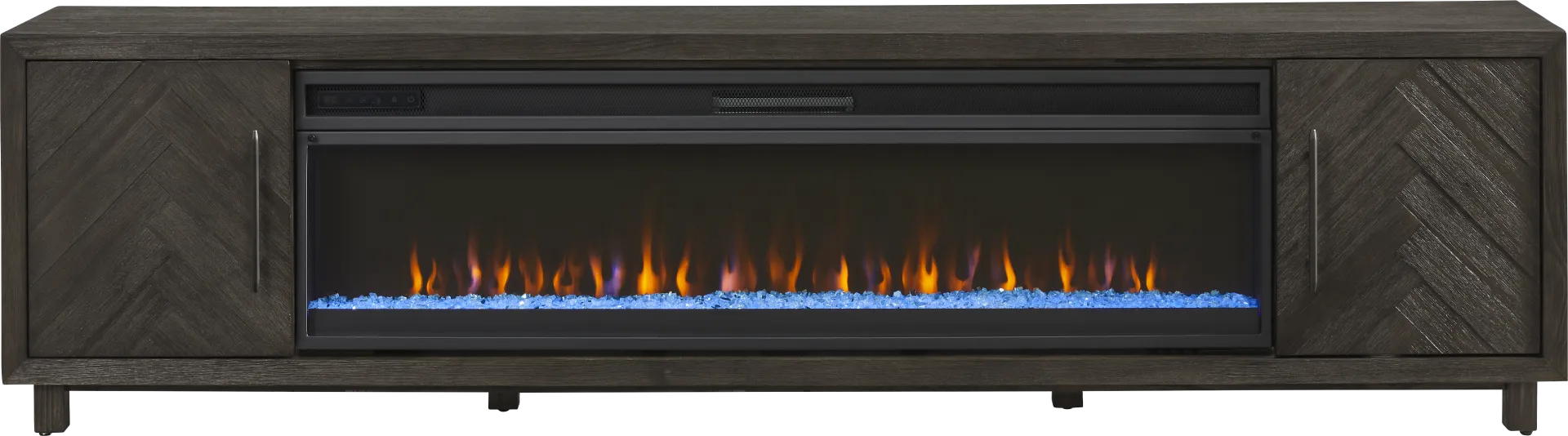 Oakleigh Charcoal 96 in. Credenza with Electric Fireplace - Image 1