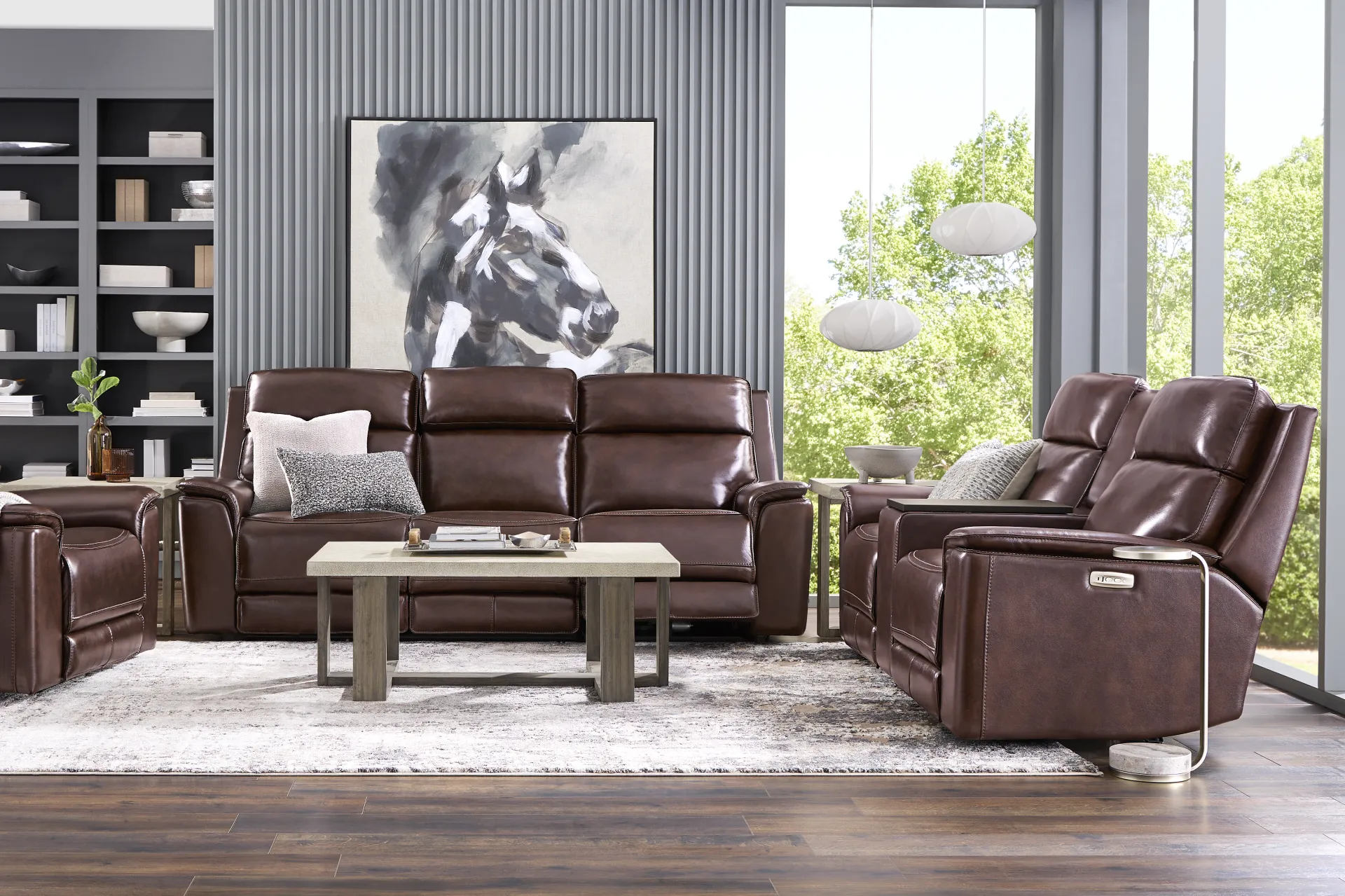 Magellan Merlot Leather Dual Power Reclining Sofa - Image 1