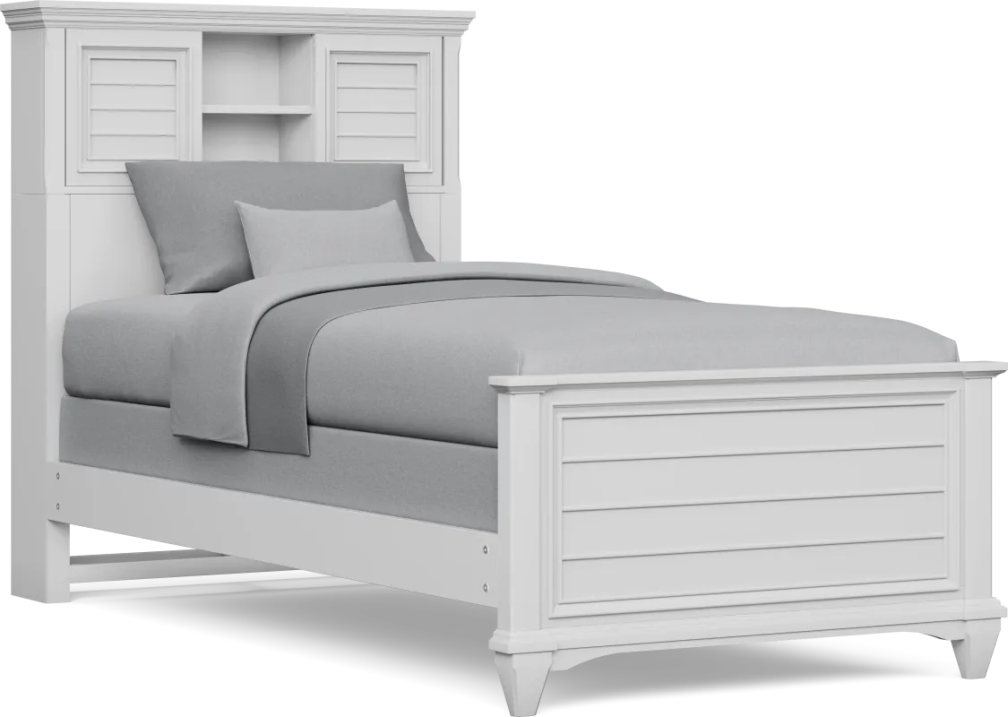 Hilton Head Kids White Twin XL Bookcase Bed