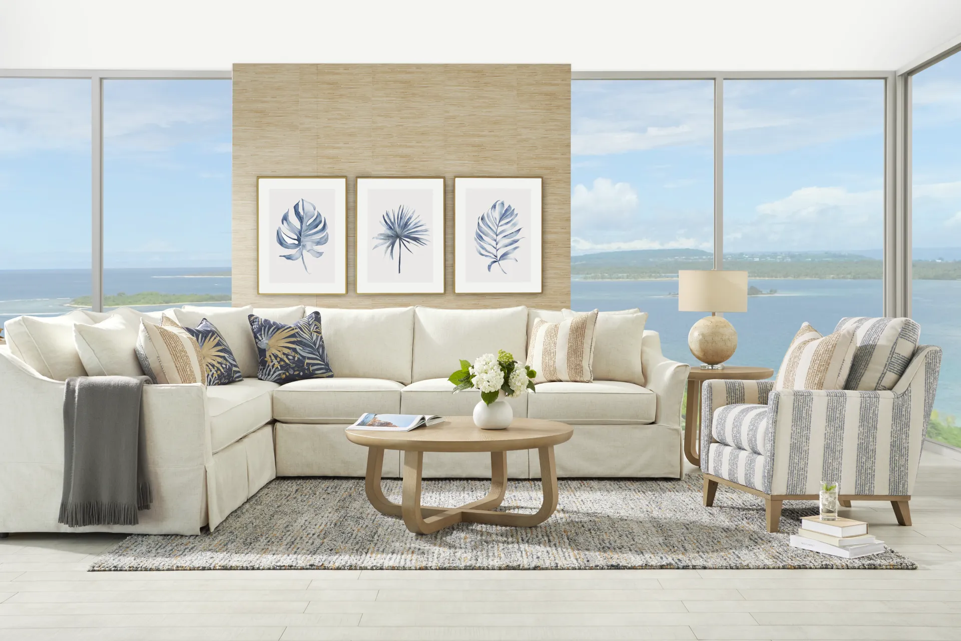 Pacific Grove White Slipcover 2 Pc Sectional - Image 1