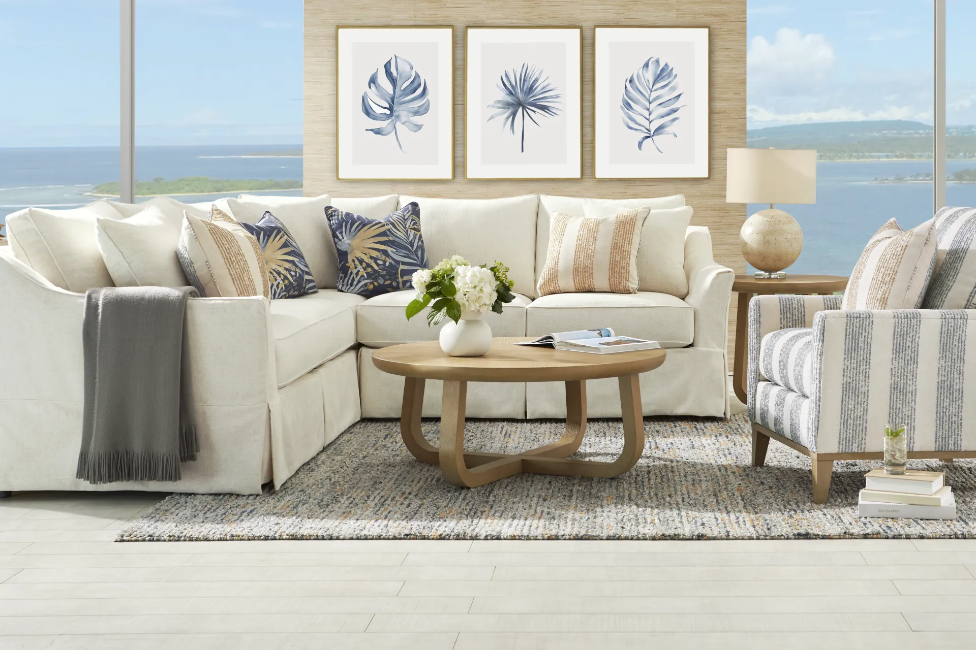 Pacific Grove White Slipcover 2 Pc Sectional - Image 1