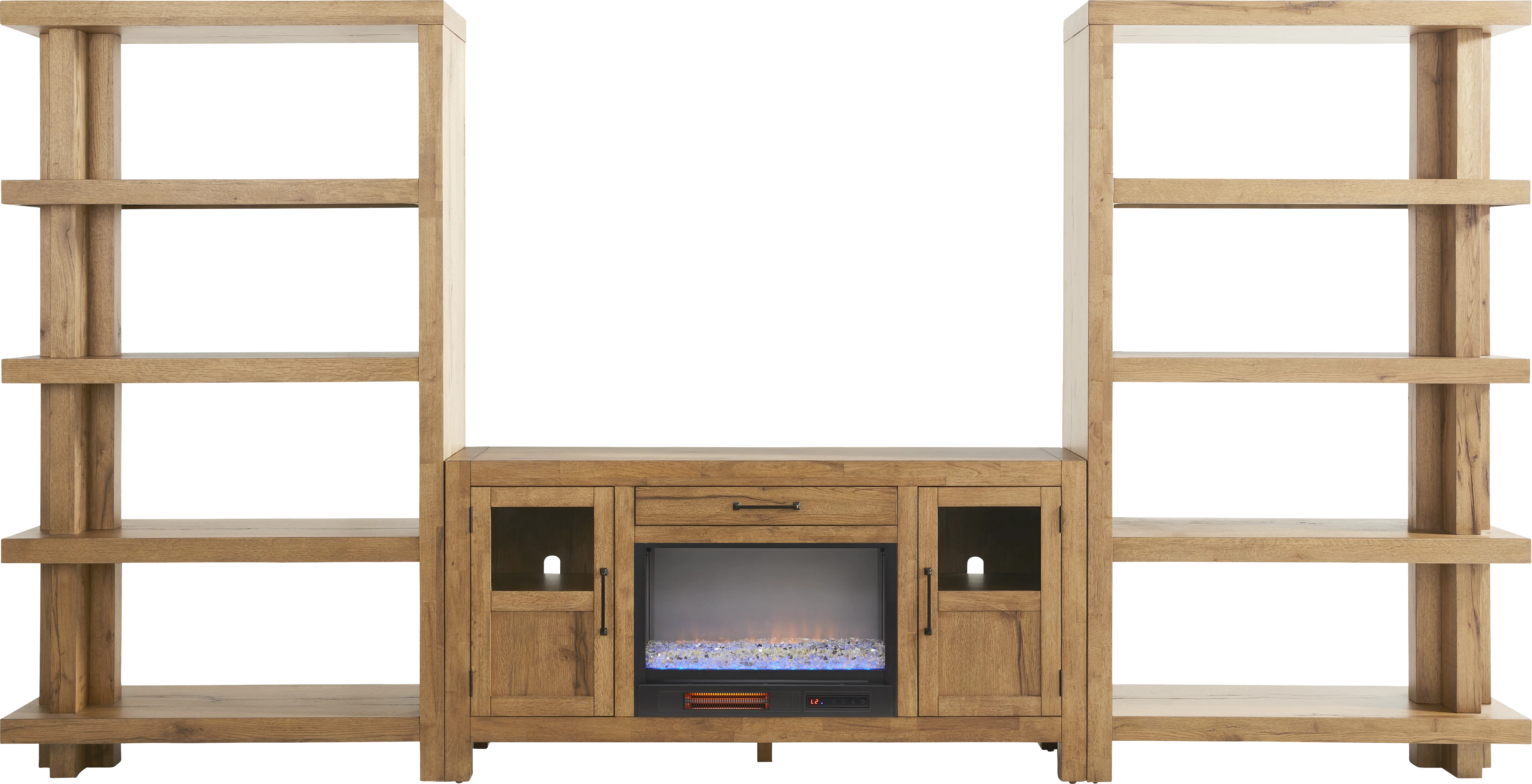 Edgewater Brown 4 Pc Wall Unit with 64 in. Console and Electric Fireplace - Thumbnail - Image 1