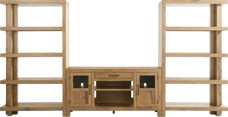Edgewater Brown 3 Pc Wall Unit with 64 in. Console