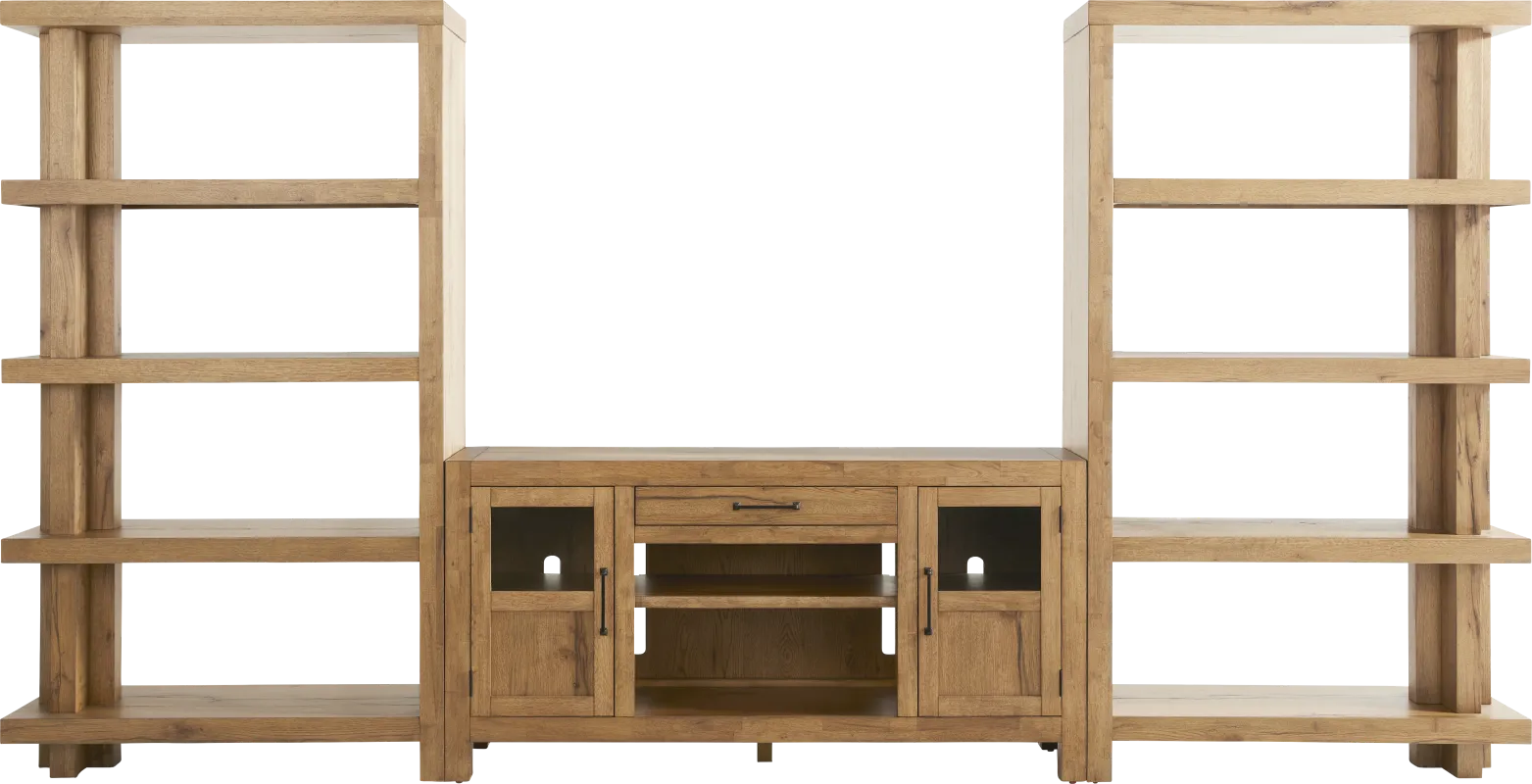 Edgewater Brown 3 Pc Wall Unit with 64 in. Console