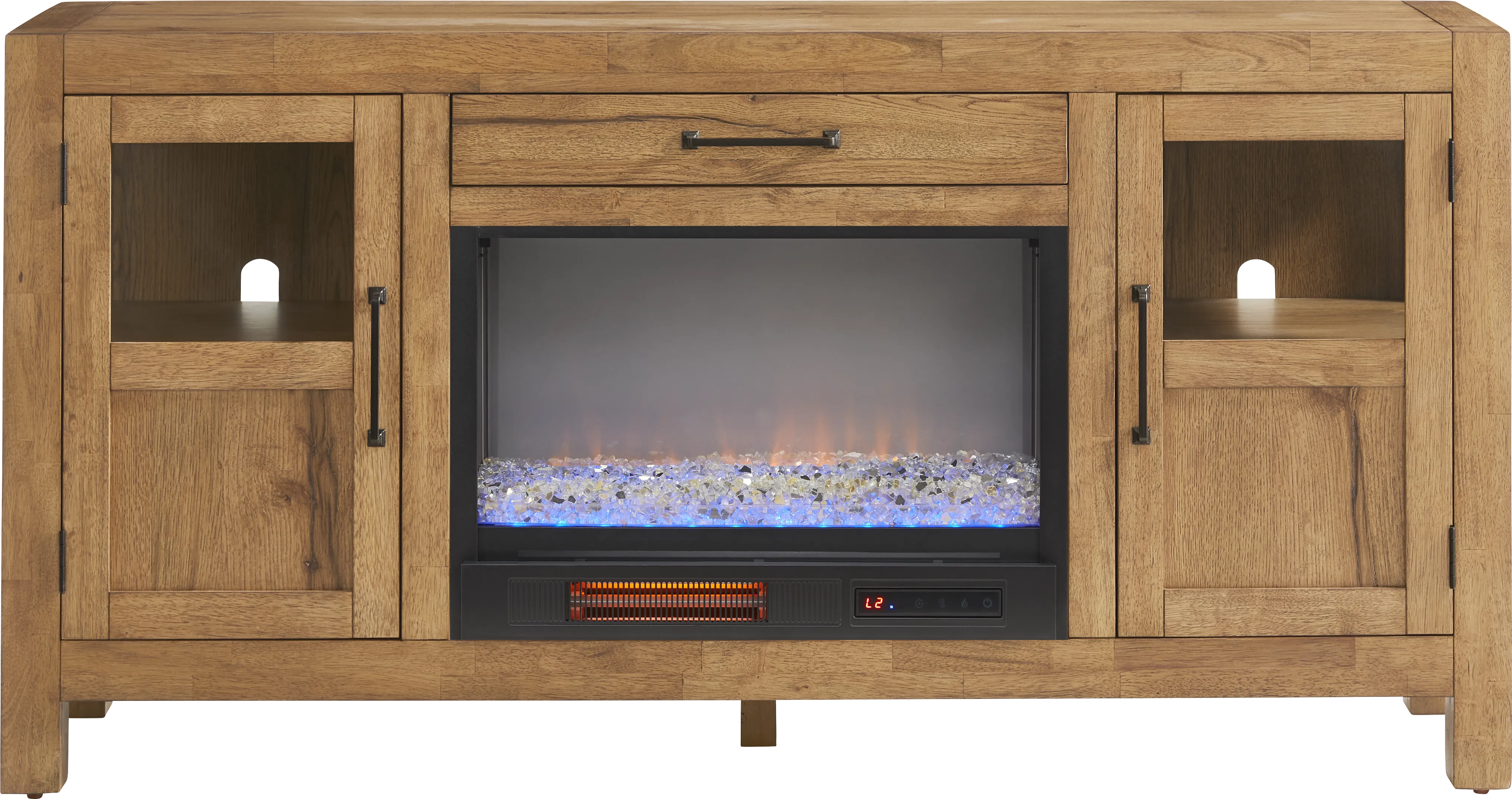 Edgewater Brown 64 in. Console with Electric Fireplace - Thumbnail - Image 1