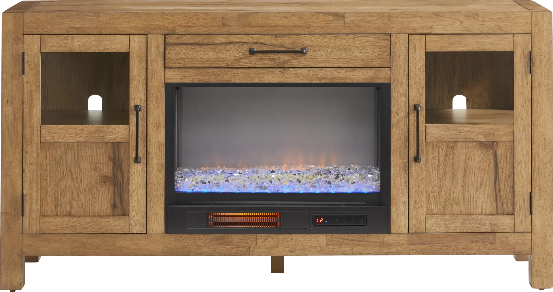 Edgewater Brown 64 in. Console with Electric Fireplace
