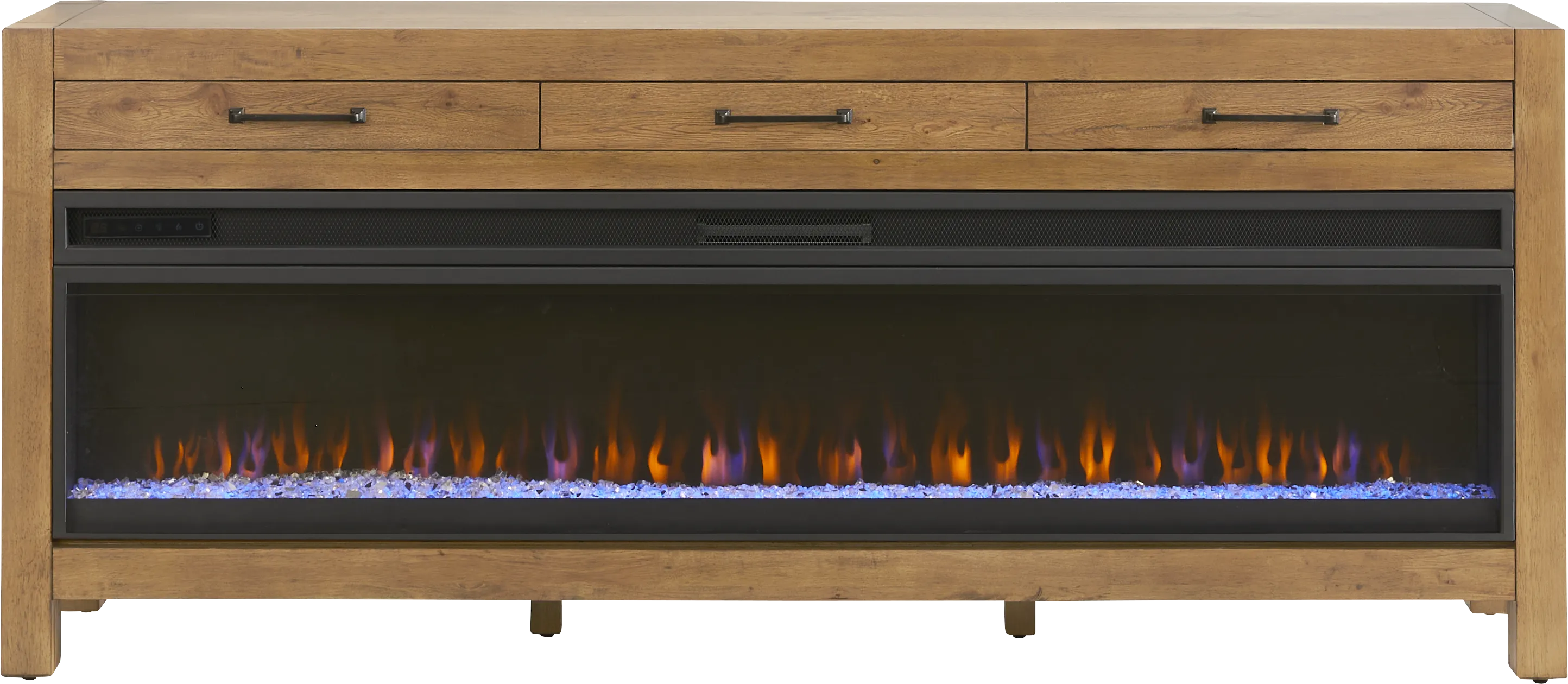 Edgewater Brown 77 in. Console with Electric Fireplace - Thumbnail - Image 1