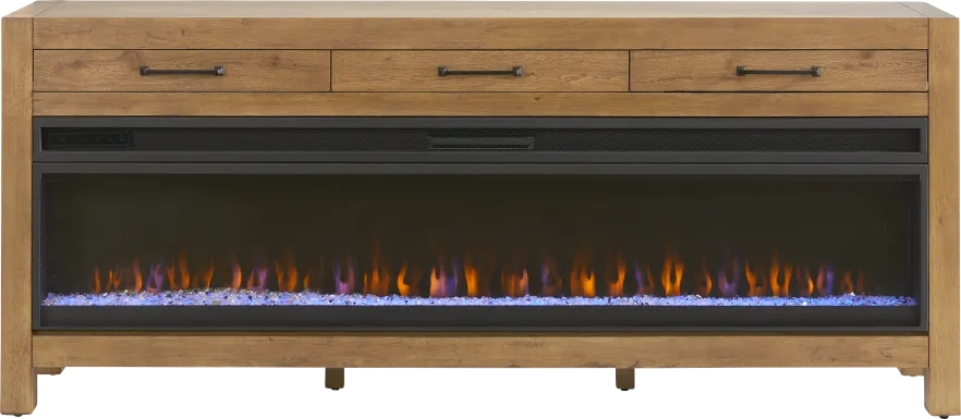 Edgewater Brown 77 in. Console with Electric Fireplace