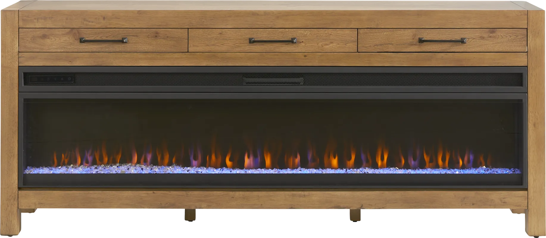 Edgewater Brown 77 in. Console with Electric Fireplace