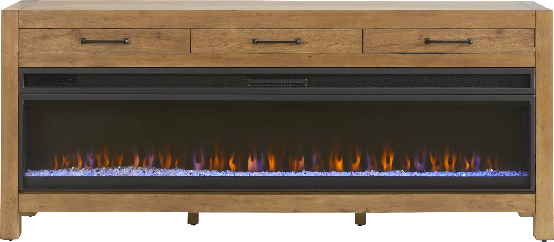 Edgewater Brown 77 in. Console with Electric Fireplace - Image 1