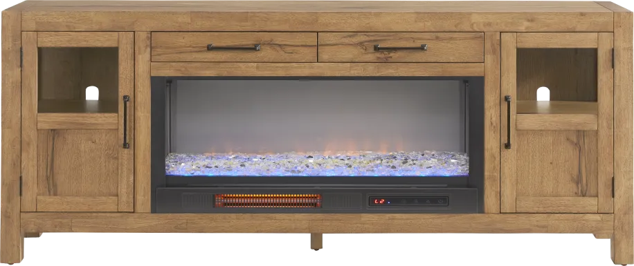 Edgewater Brown 80 in. Console with Electric Fireplace