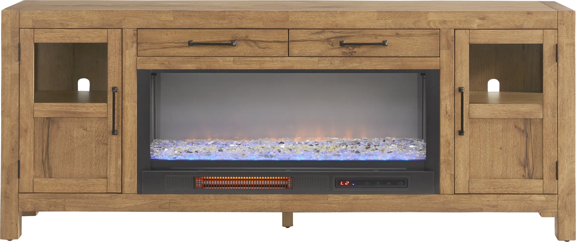 Edgewater Brown 80 in. Console with Electric Fireplace