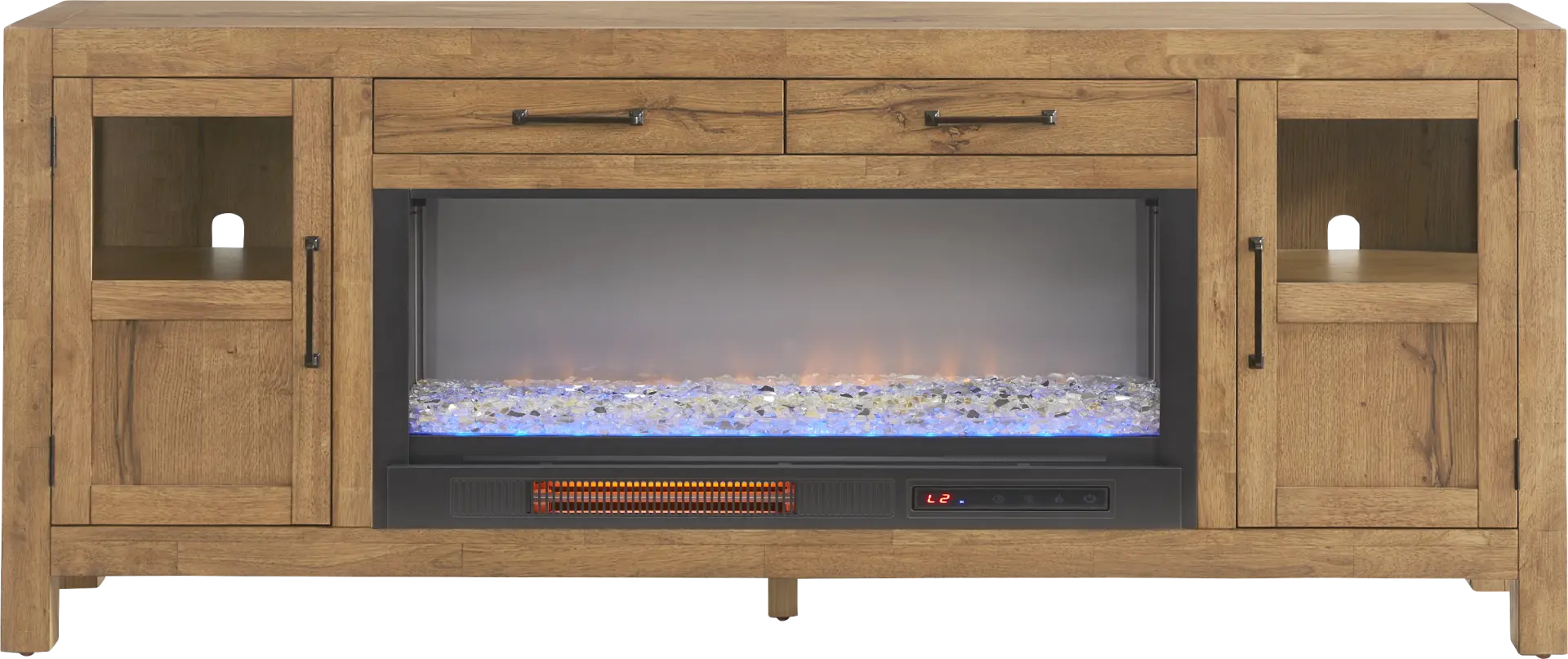 Edgewater Brown 80 in. Console with Electric Fireplace