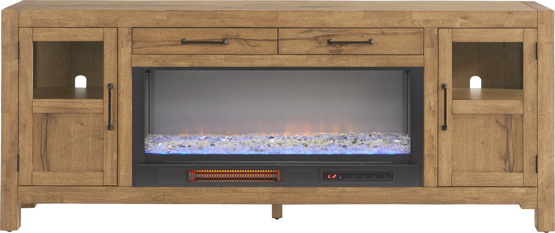 Edgewater Brown 80 in. Console with Electric Fireplace - Image 1