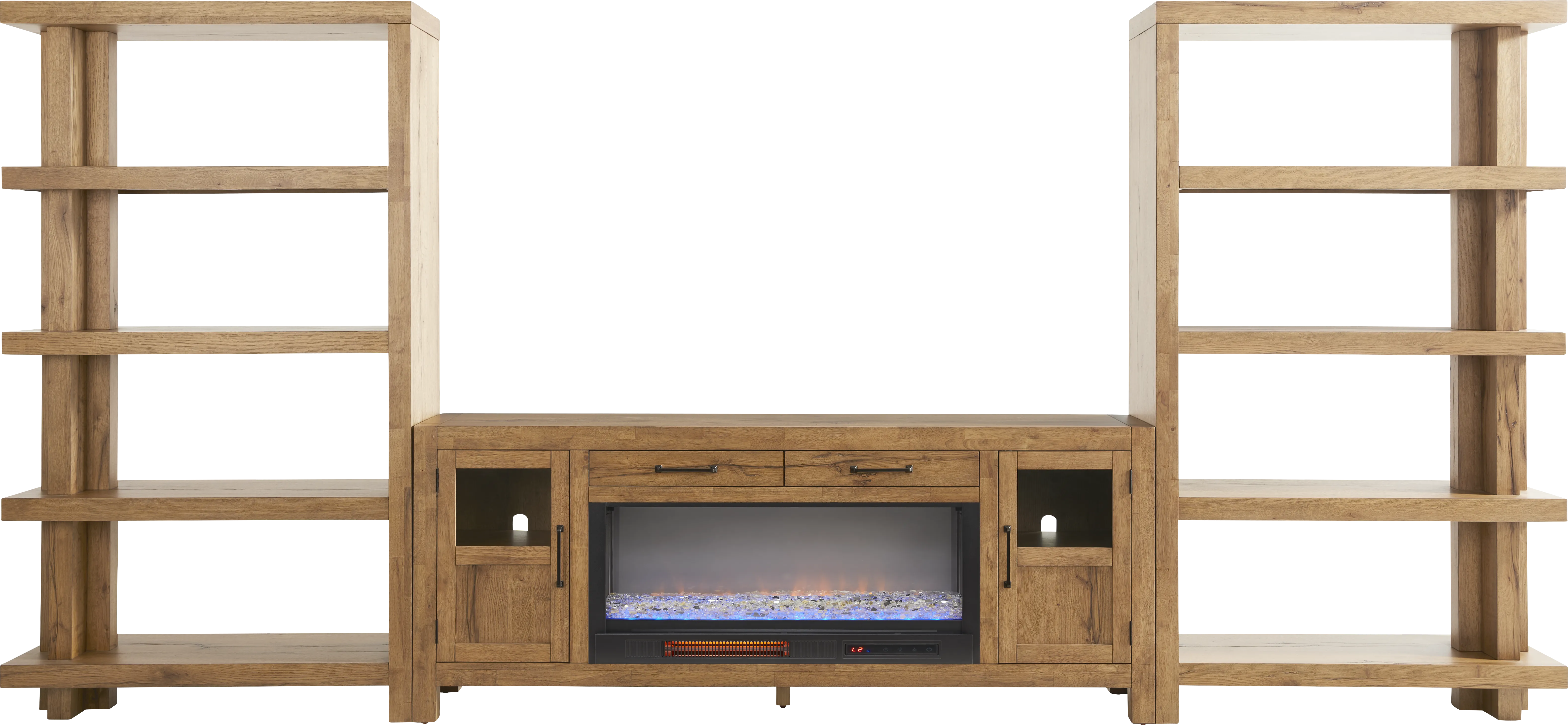 Edgewater Brown 4 Pc Wall Unit with 80 in. Console and Electric Fireplace - Thumbnail - Image 1