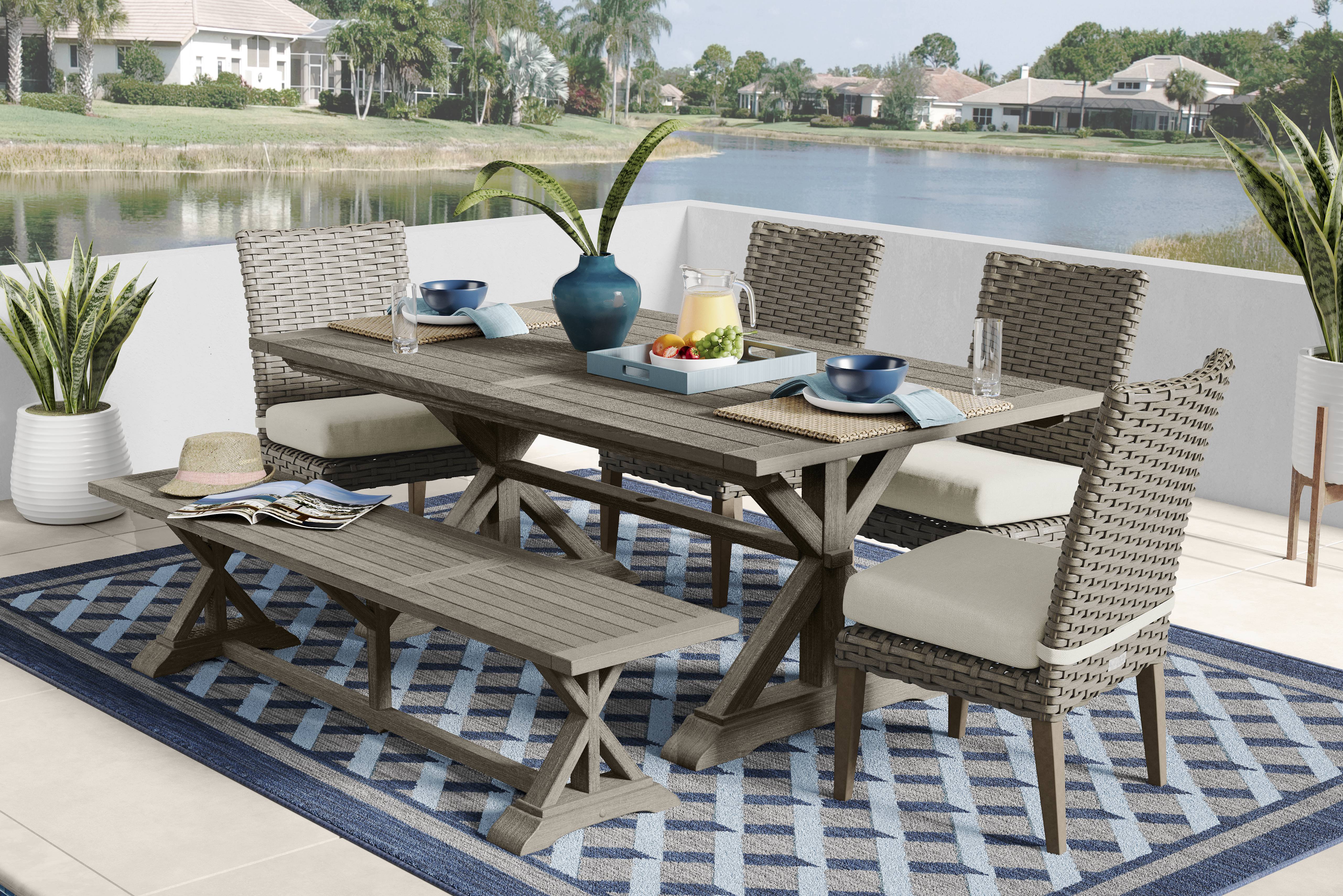Siesta Key Light Wood Outdoor Dining Bench