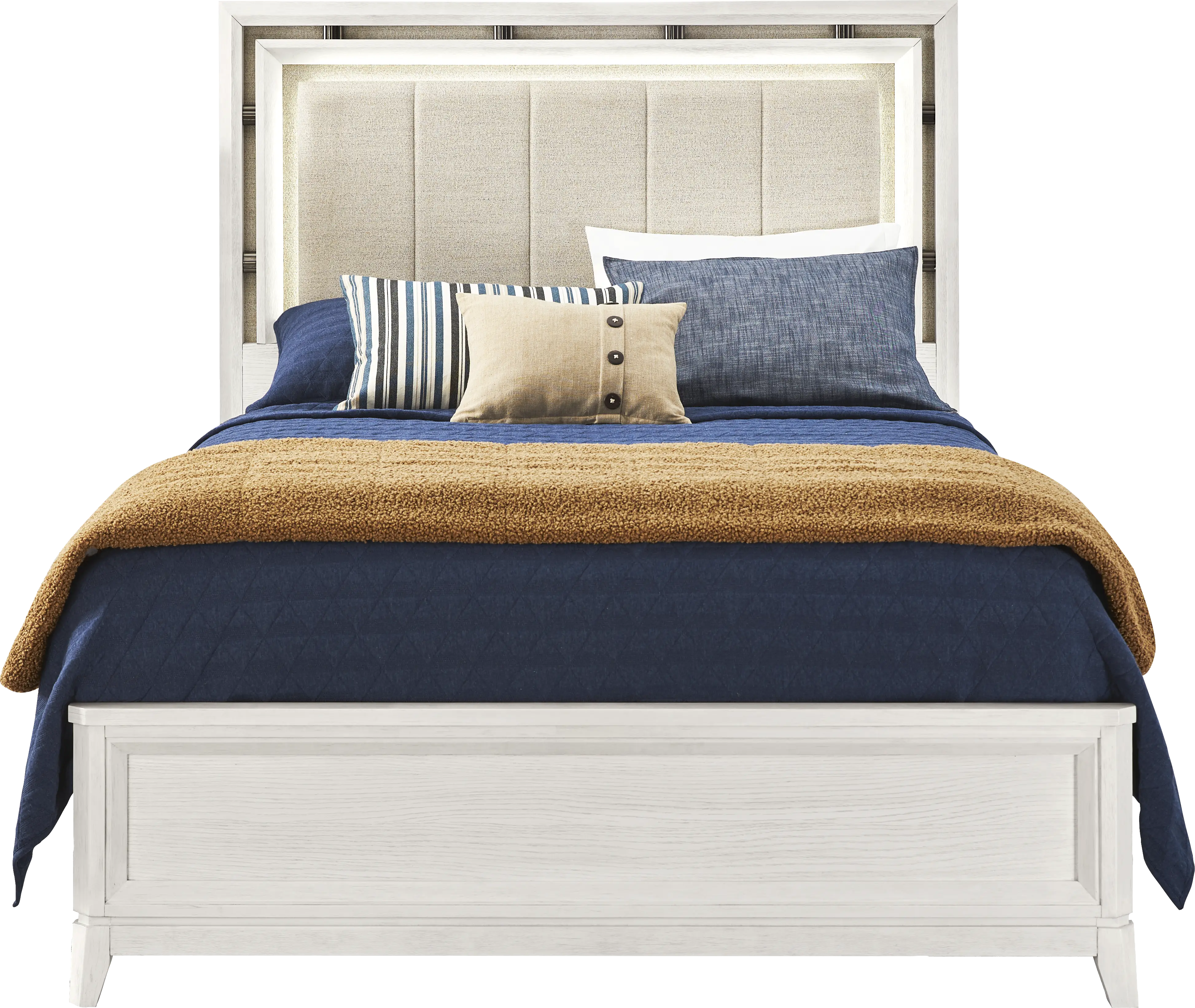 Heiress White 5 Pc Queen Upholstered Bedroom - Thumbnail - Image 2