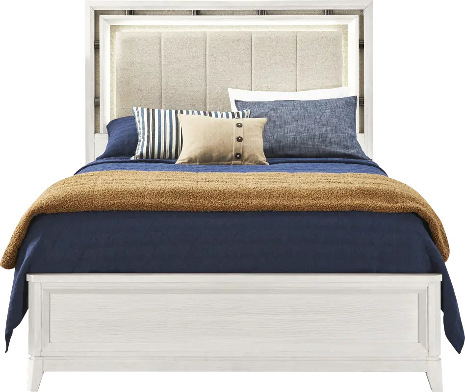 Heiress White 3 Pc Queen Upholstered Bed