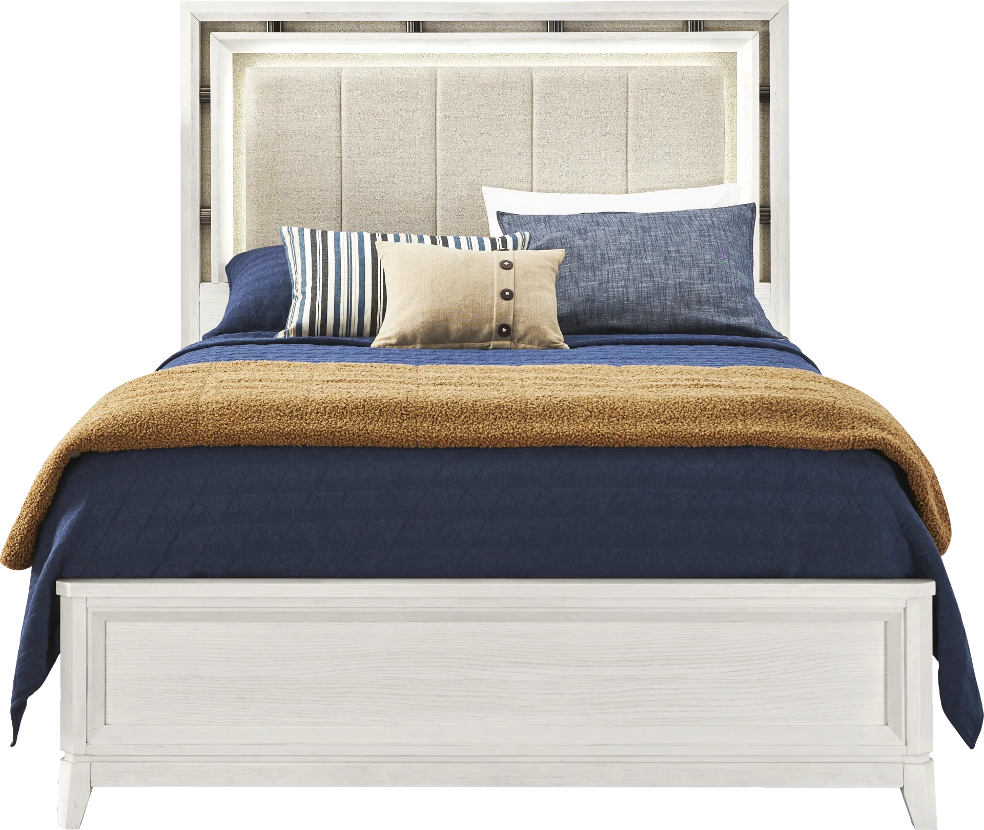 Heiress White 5 Pc Queen Upholstered Bedroom - Image 2