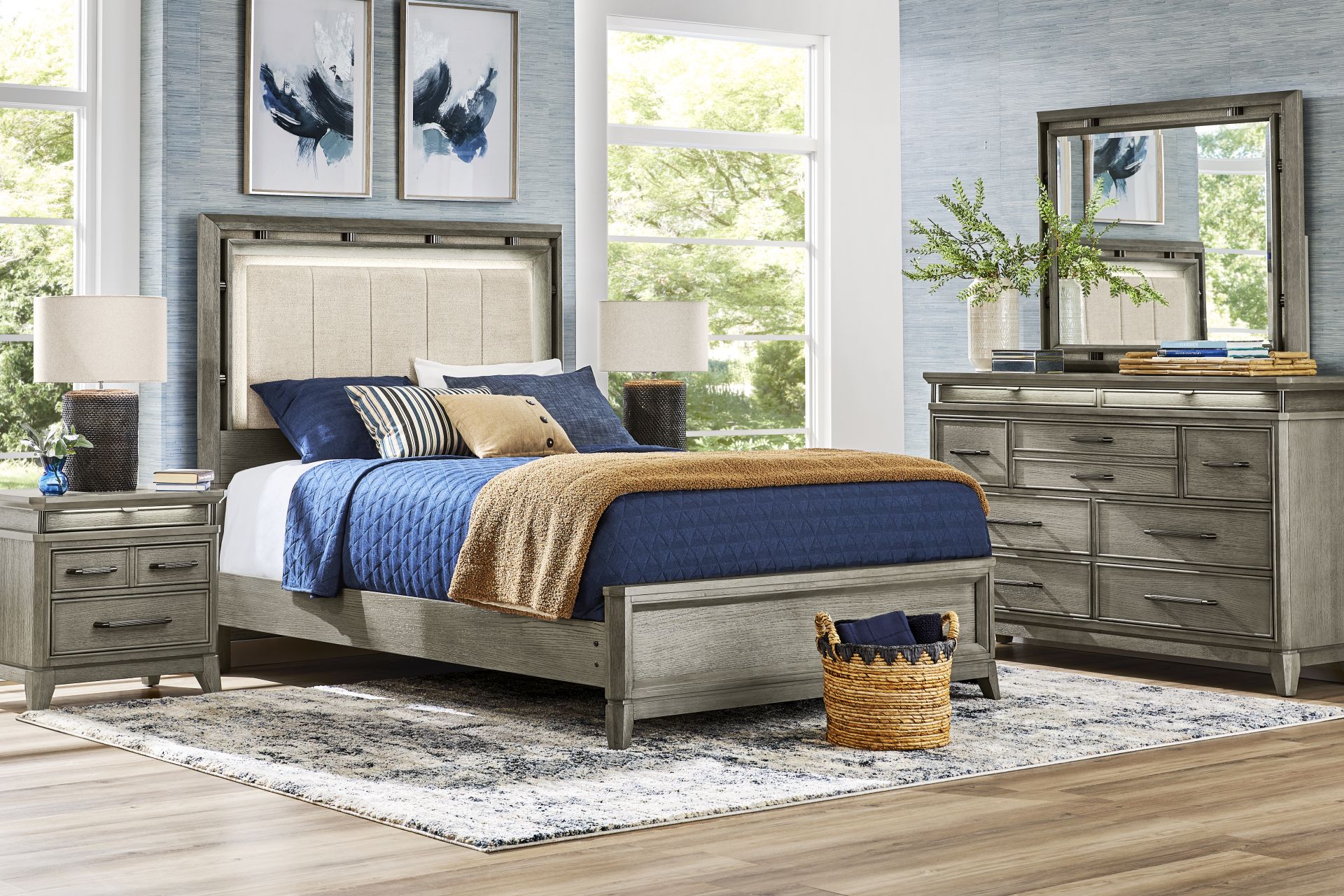 Heiress Gray 3 Pc King Upholstered Bed - Image 2