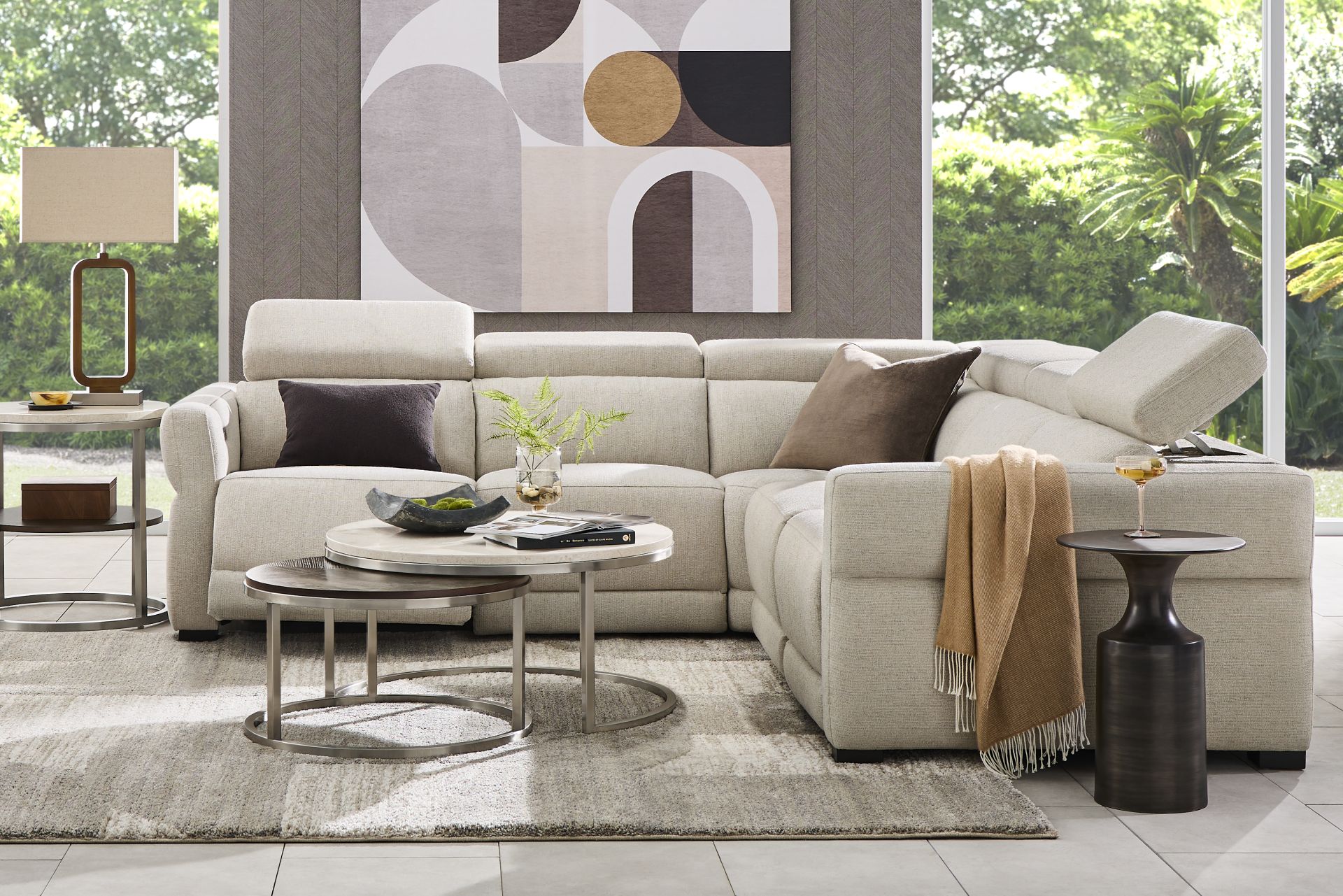 Layton Beige 3 Pc Dual Power Reclining Sectional - Image 2