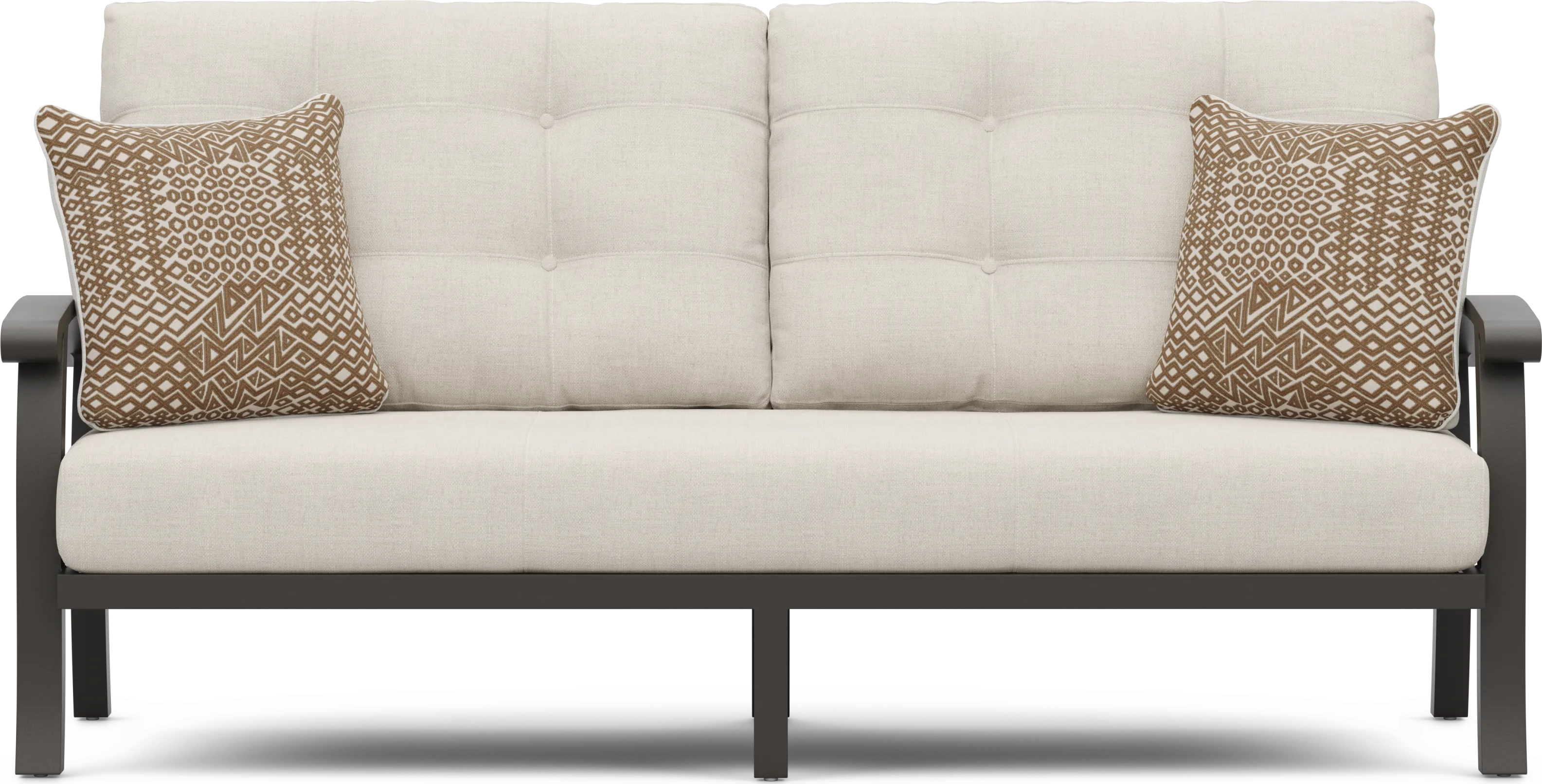 Lake Breeze Aged Bronze Outdoor Sofa with Parchment Cushions - Thumbnail - Image 1