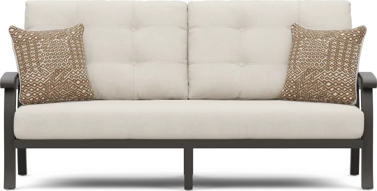 Lake Breeze Aged Bronze Outdoor Sofa with Parchment Cushions