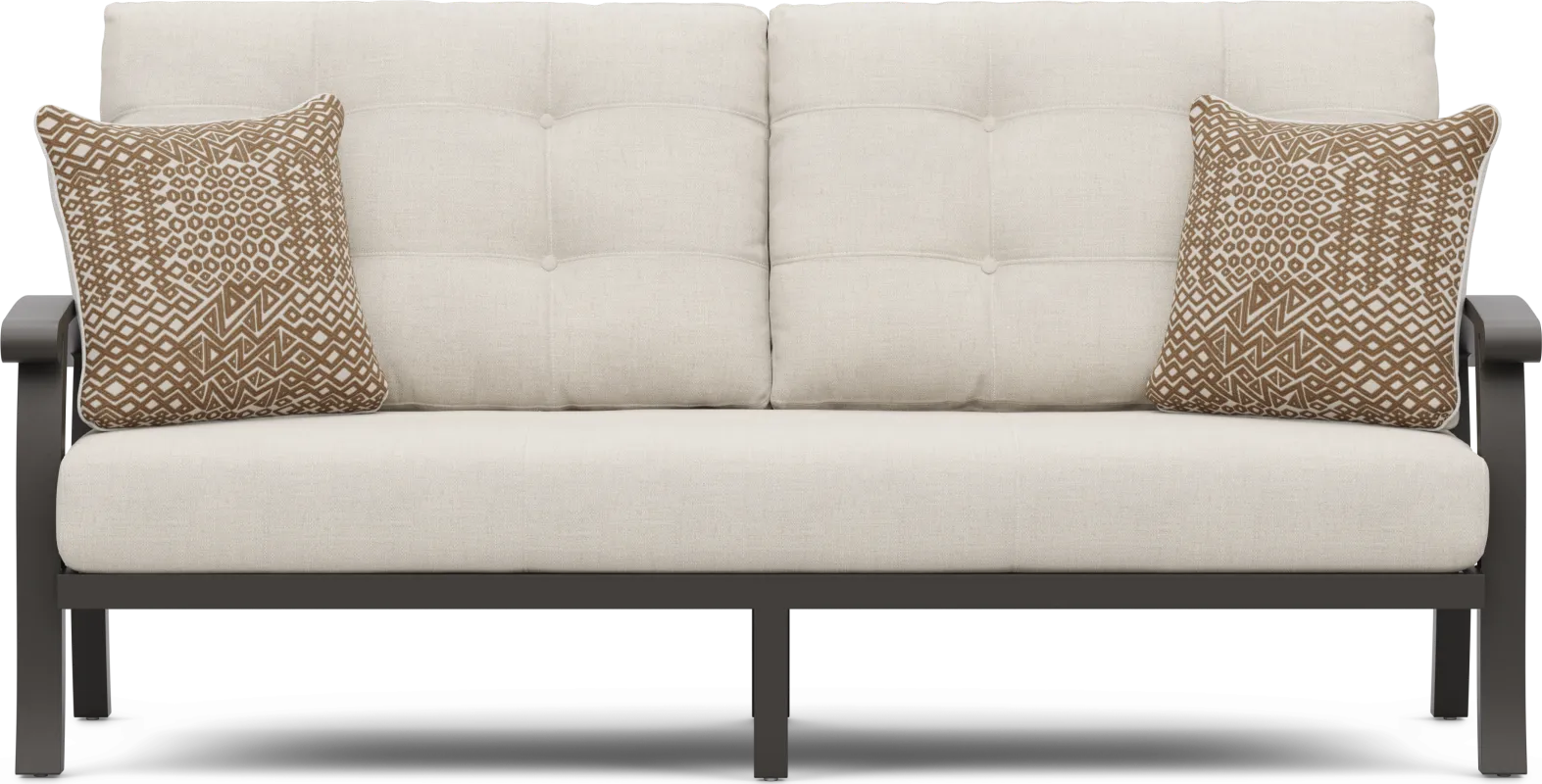 Lake Breeze Aged Bronze Outdoor Sofa with Parchment Cushions