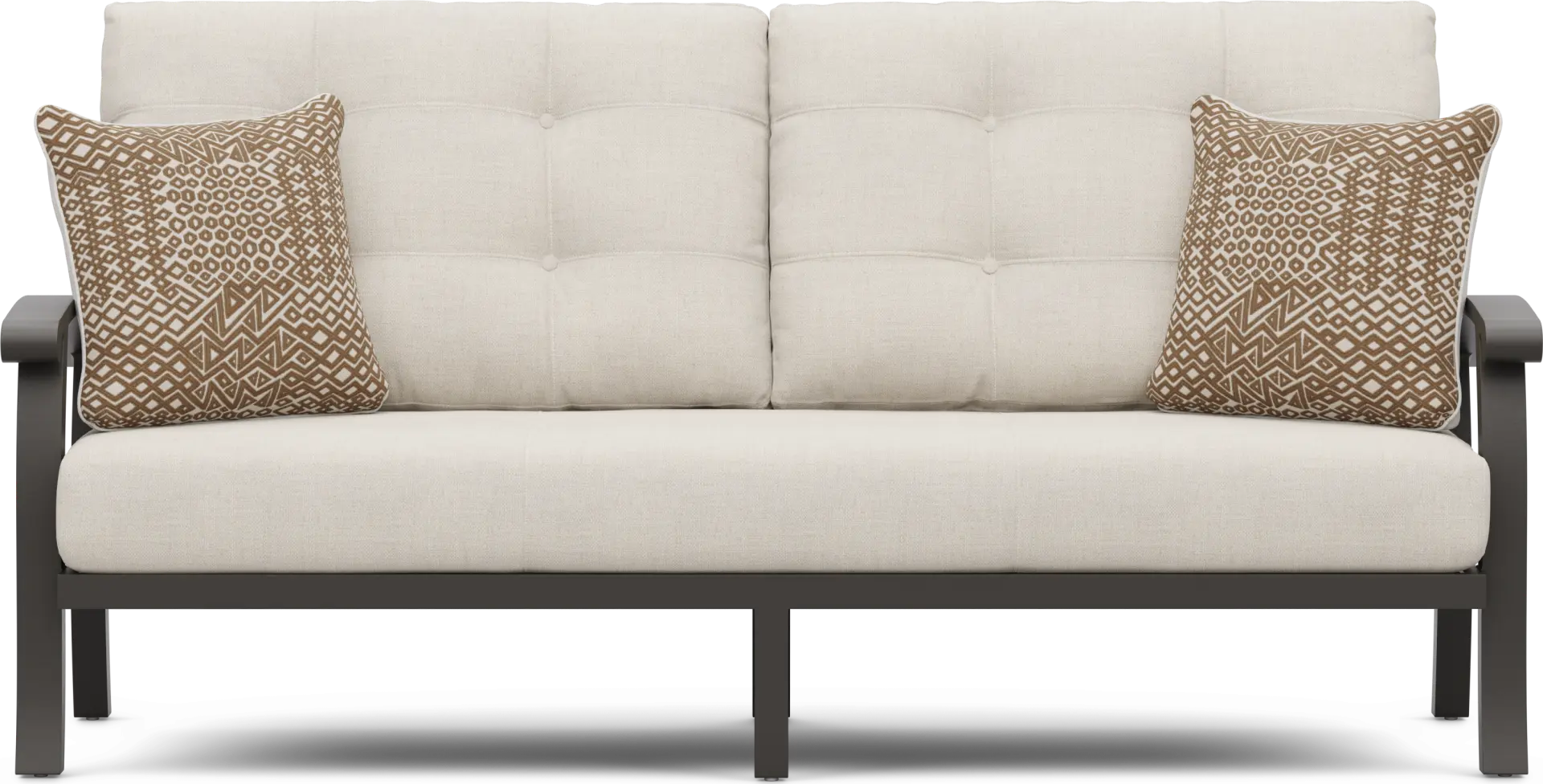 Lake Breeze Aged Bronze Outdoor Sofa with Parchment Cushions