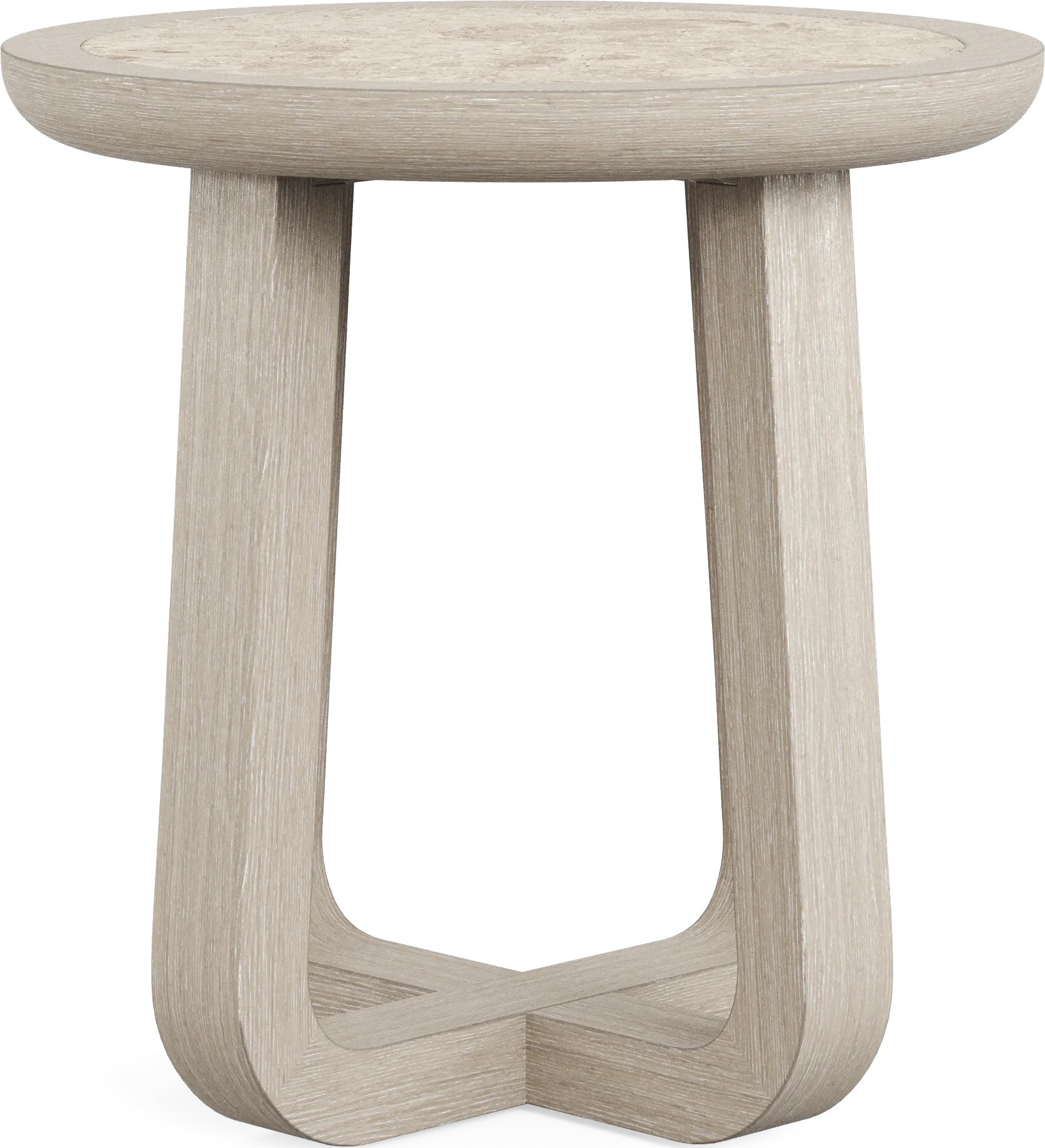 Canyon Light Gray Round End Table with Stone Top - Thumbnail - Image 1