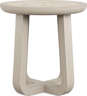 Canyon Light Gray Round End Table with Stone Top