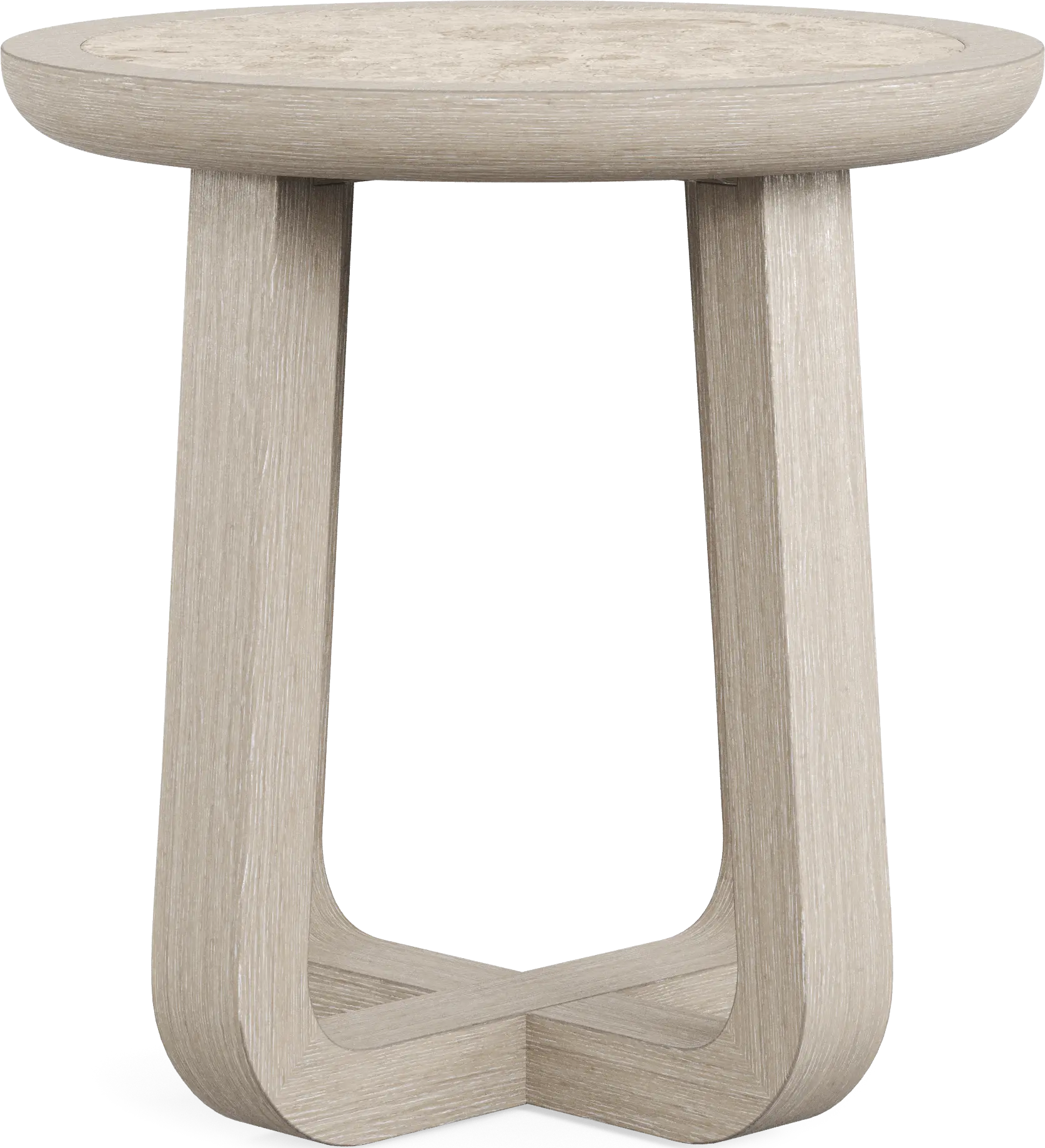 Canyon Light Gray Round End Table with Stone Top