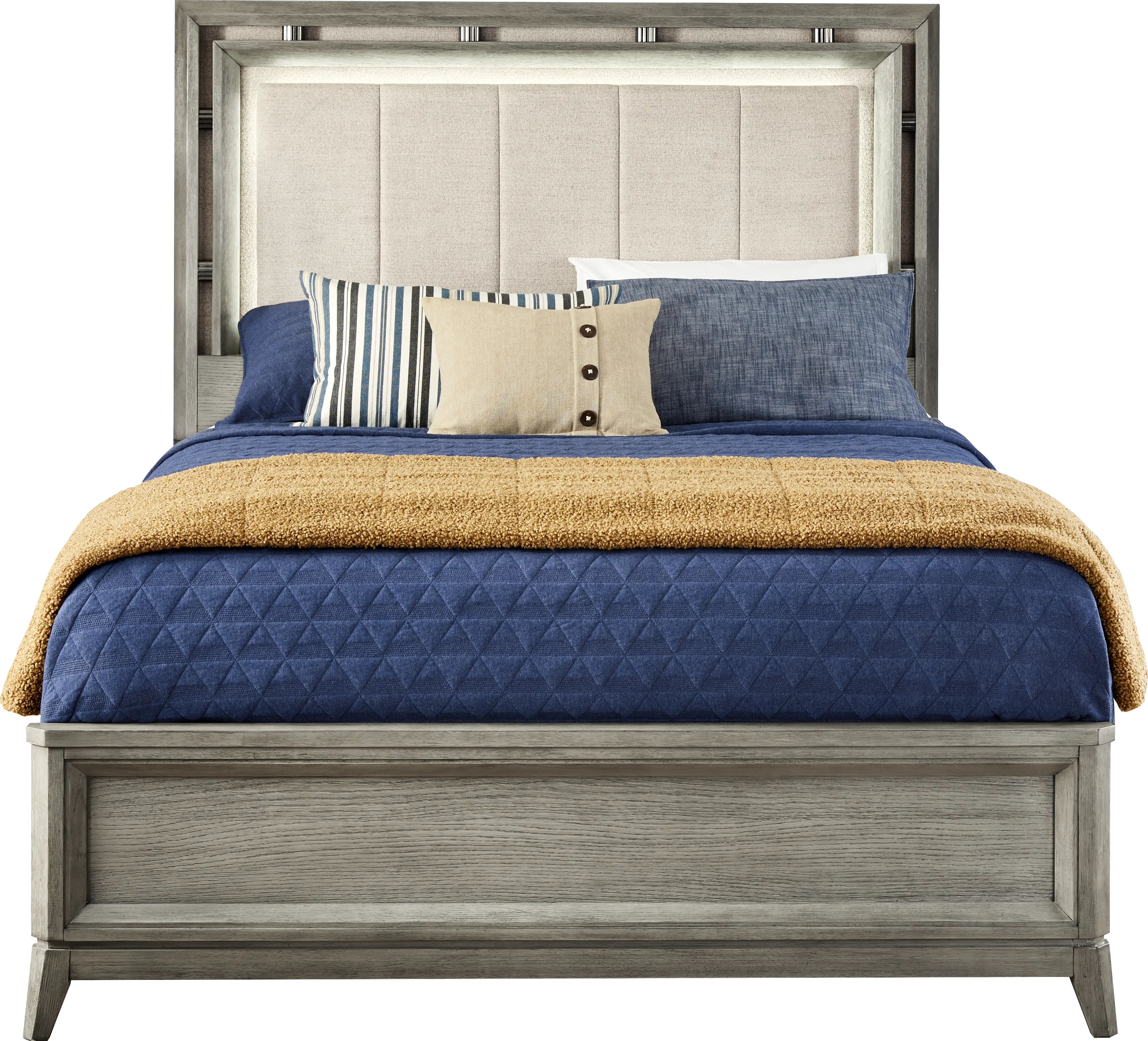 Heiress Gray 3 Pc Queen Upholstered Bed - Thumbnail - Image 1