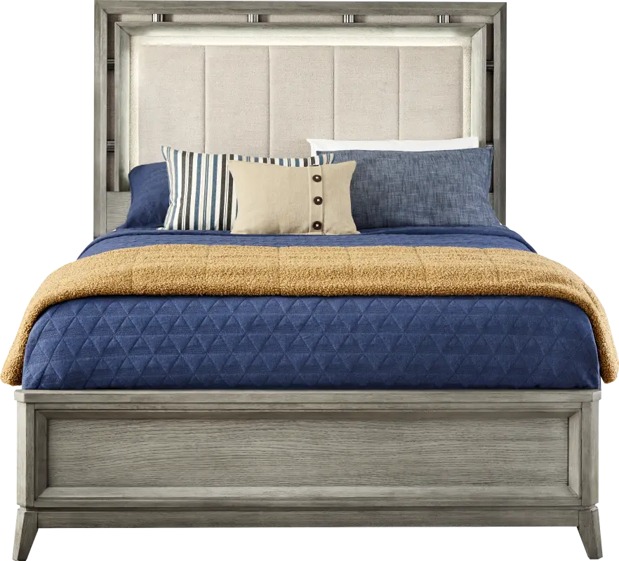 Heiress Gray 3 Pc Queen Upholstered Bed