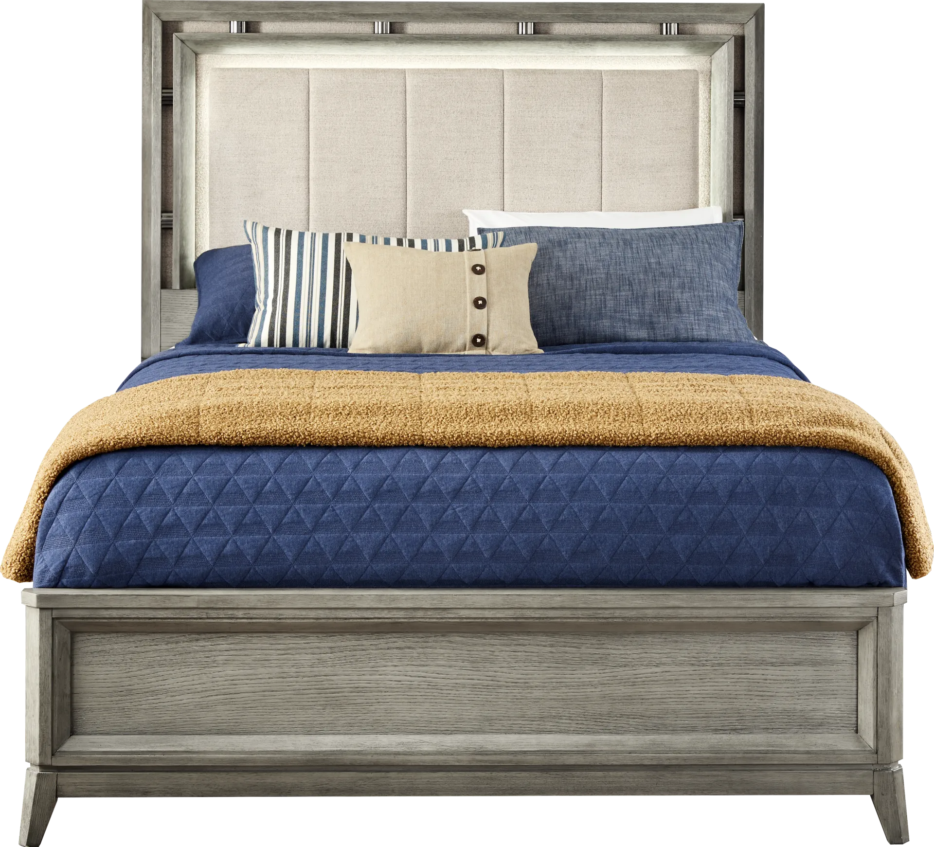 Heiress Gray 3 Pc Queen Upholstered Bed - Image 1