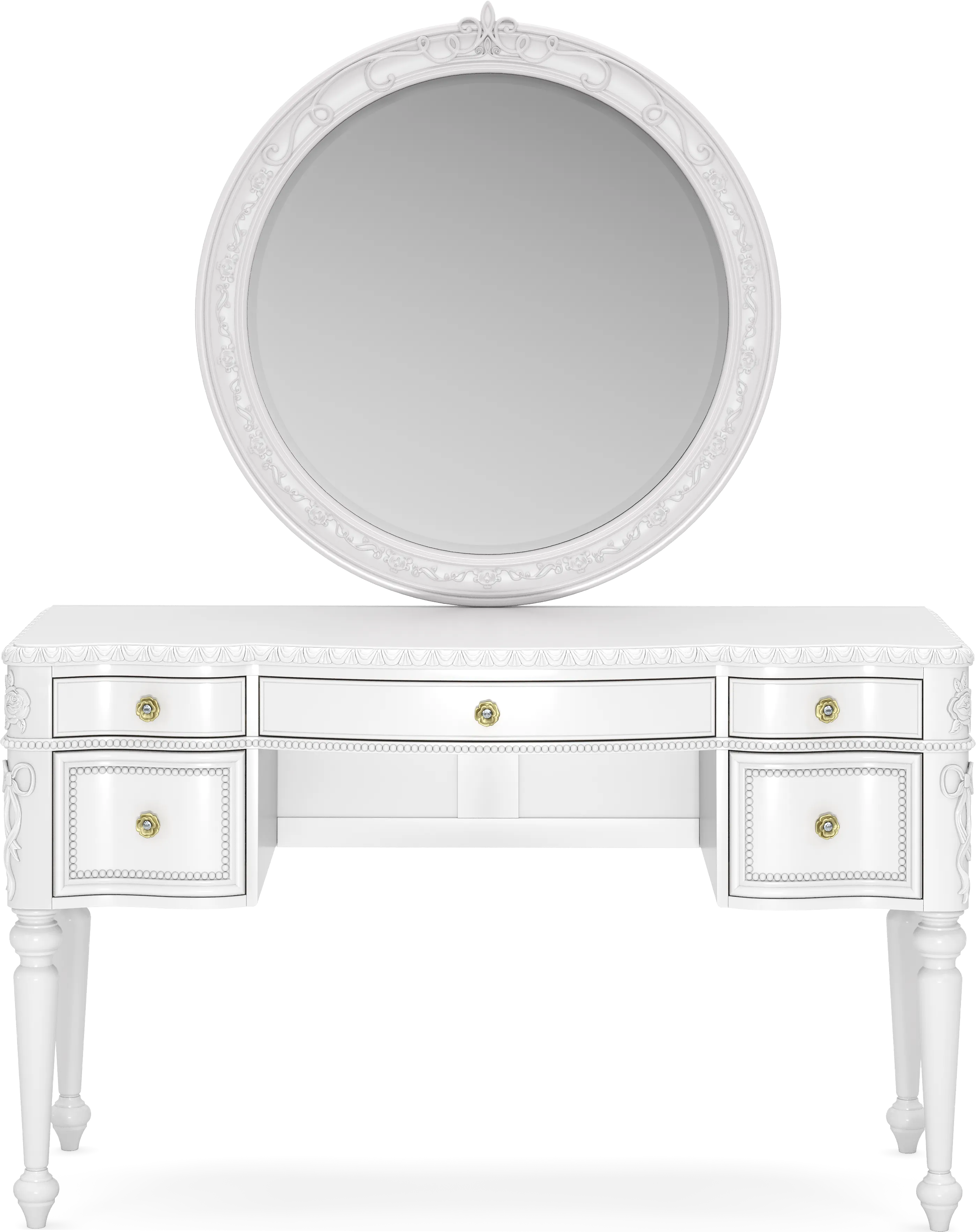 Disney Princess Sparkle White Desk with Round Mirror - Thumbnail - Image 1