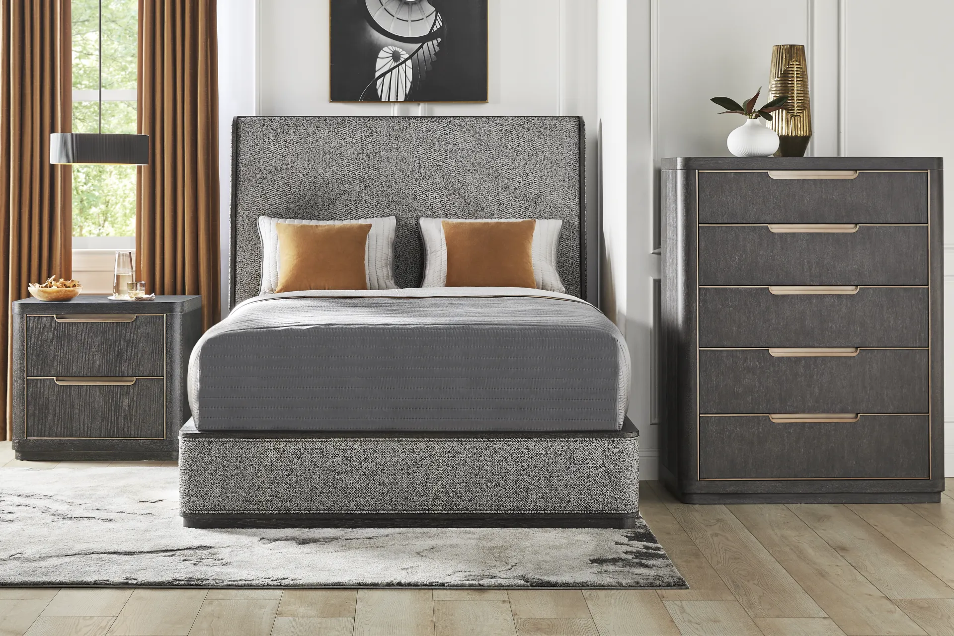 Preston Heights Gray 3 Pc King Upholstered Bed - Image 1