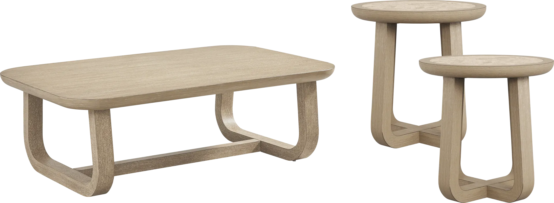 3 pc table set w/stone top end table